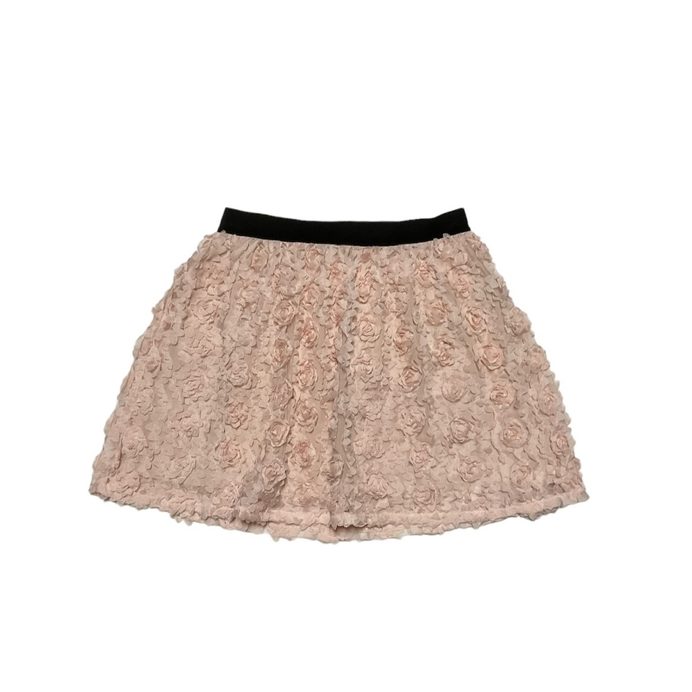 XXI Mini Skirt Womens M Forever 21 2010s Twee Pink Floral 3D Rosettes Casual New